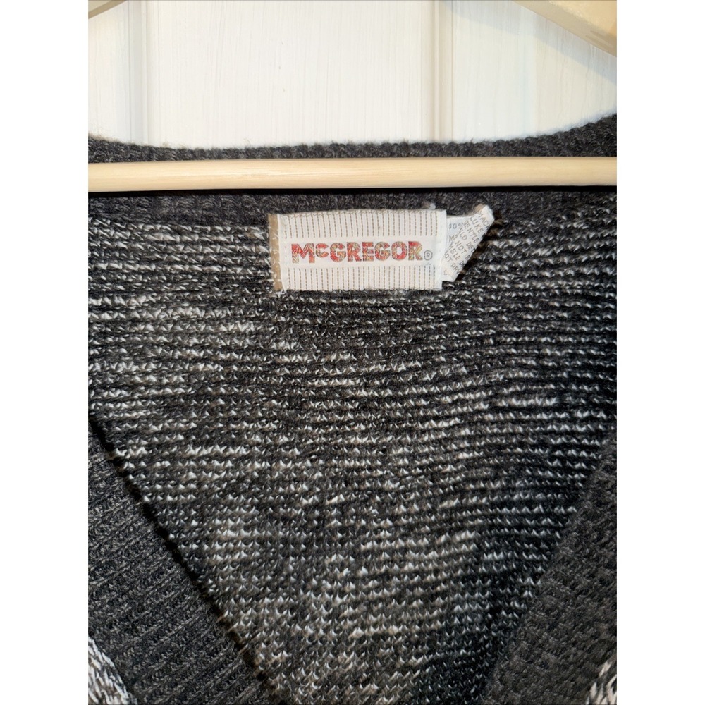VTG Mcgregor Men's Cardigan Sweater Print Grandpa Sz M Acrylic 80's Chunky Knit - Picture 3 of 8